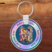 花エレガントとハートと黄金の愛 キーホルダー (正面)