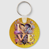 花エレガントとハートと黄金の愛 キーホルダー (裏面)