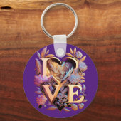 花エレガントとハートと黄金の愛 キーホルダー (正面)