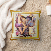 花エレガントとハートと黄金の愛 クッション (ブランケット)