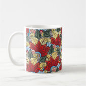 花エレガントとフェミニン渦巻き コーヒーマグカップ (左)