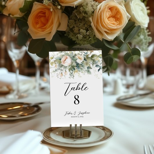 花エレガントと緑の結婚テーブル番号 テーブルナンバー