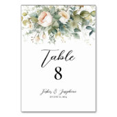 花エレガントと緑の結婚テーブル番号 テーブルナンバー (正面)