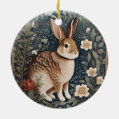 花エレガントと花で囲まれた離れうさぎ セラミックオーナメント (裏面)