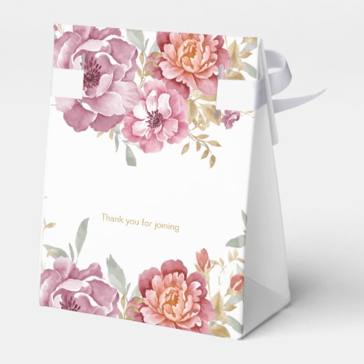 花エレガントと金ゴールドの結婚式の引き出物箱 フェイバーボックス (裏面サイド)