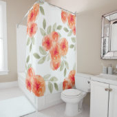 花エレガントな水彩画のモモのシャクヤク シャワーカーテン (インサイチュ)