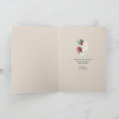 花エレガントな緑及びベージュ色鳩の鳥 シーズンカード (内部)