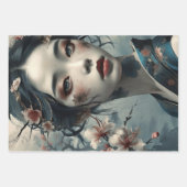 花エレガントの中の東洋女性 – Decompage - ラッピングペーパーシート (正面)