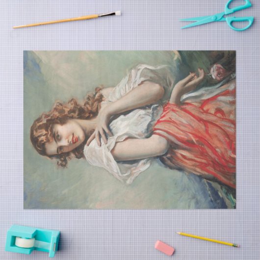 花エレガントの切り離しを持つヴィンテージ 薄葉紙 (クラフト)