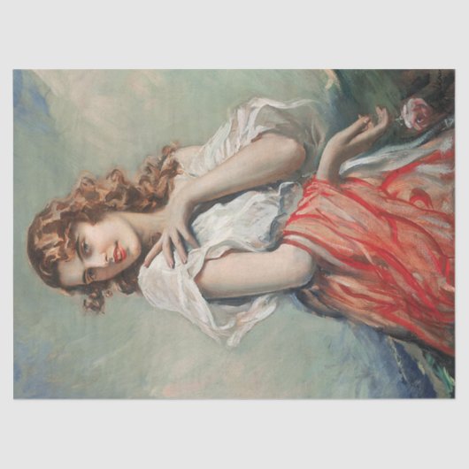 花エレガントの切り離しを持つヴィンテージ 薄葉紙 (正面)