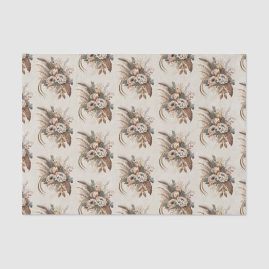 花エレガントの葉と羽のパターン 薄葉紙 (正面)