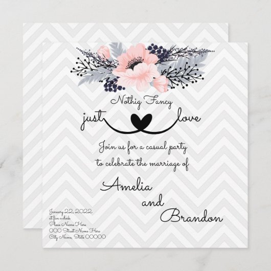 花エレガントは好きファンシーの駆け落ち 招待状 (正面/裏面)