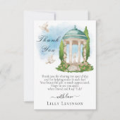 花エレガントや木や鳩が咲くガゼボ サンキューカード (正面)