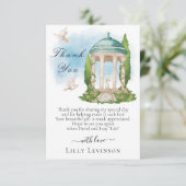 花エレガントや木や鳩が咲くガゼボ サンキューカード (スタンド正面)