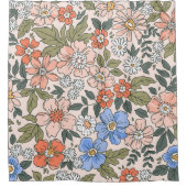 花エレガントを描く小さな手の花柄  シャワーカーテン (正面)