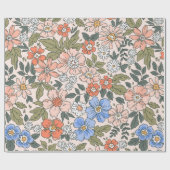 花エレガントを描く小さな手の花柄  ラッピングペーパー (フラット)