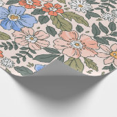 花エレガントを描く小さな手の花柄  ラッピングペーパー (角)