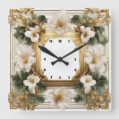 花エレガントアールデコ スクエア壁時計 (正面)