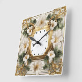 花エレガントアールデコ スクエア壁時計 (傾斜)