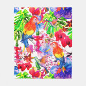 花エレガントカラフルとオウム フリースブランケット (正面)