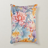 花エレガントカラフル柄ジャパン・アート アクセントクッション (正面(垂直))