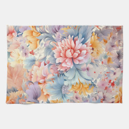 花エレガントカラフル柄ジャパン・アート キッチンタオル