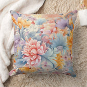 花エレガントカラフル柄ジャパン・アート クッション (ブランケット)