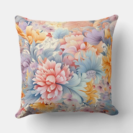 花エレガントカラフル柄ジャパン・アート クッション (裏面)