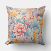 花エレガントカラフル柄ジャパン・アート クッション (正面)