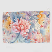 花エレガントカラフル柄ジャパン・アート ゴルフタオル (横)