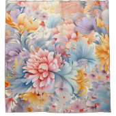 花エレガントカラフル柄ジャパン・アート シャワーカーテン (正面)