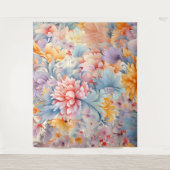 花エレガントカラフル柄ジャパン・アート タペストリー (正面)