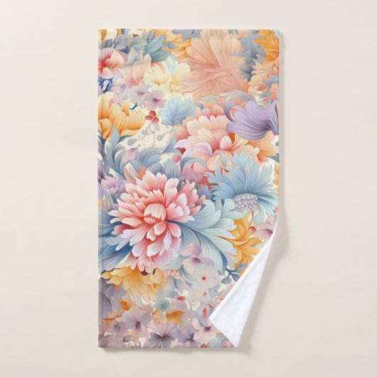 花エレガントカラフル柄ジャパン・アート バスタオルセット (ハンドタオル)