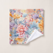 花エレガントカラフル柄ジャパン・アート バスタオルセット (ウォッシュタオル)