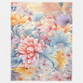 花エレガントカラフル柄ジャパン・アート フリースブランケット (正面)