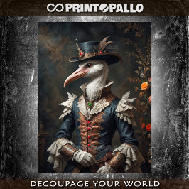 花エレガントダンディと帽子の付いたコウノトリ 薄葉紙