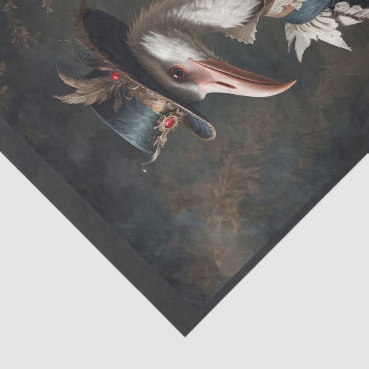 花エレガントダンディと帽子の付いたコウノトリ 薄葉紙 (詳細)