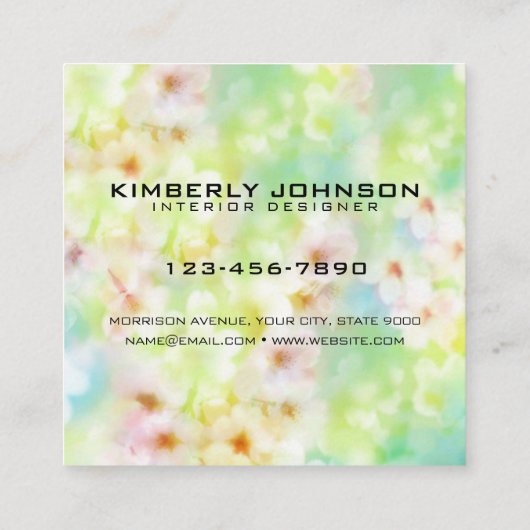 花エレガントデザインミニマル編集可能ビジネス スクエア名刺 (裏面)