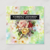 花エレガントデザインミニマル編集可能ビジネス スクエア名刺 (正面)