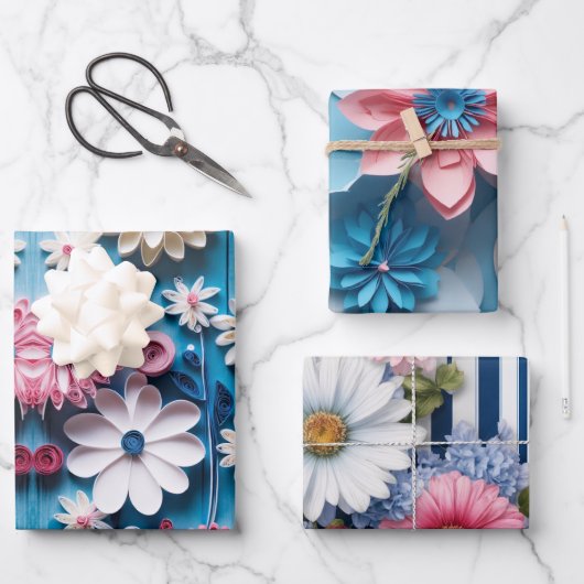 花エレガントデザイン包装紙 ラッピングペーパーシート (正面)