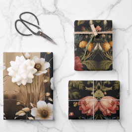 花エレガントデザイン包装紙 ラッピングペーパーシート