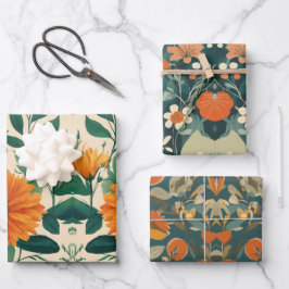 花エレガントデザイン包装紙 ラッピングペーパーシート