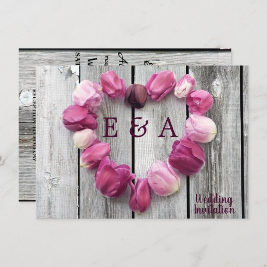 花エレガントハート素朴な木結婚の木 (正面/裏面)