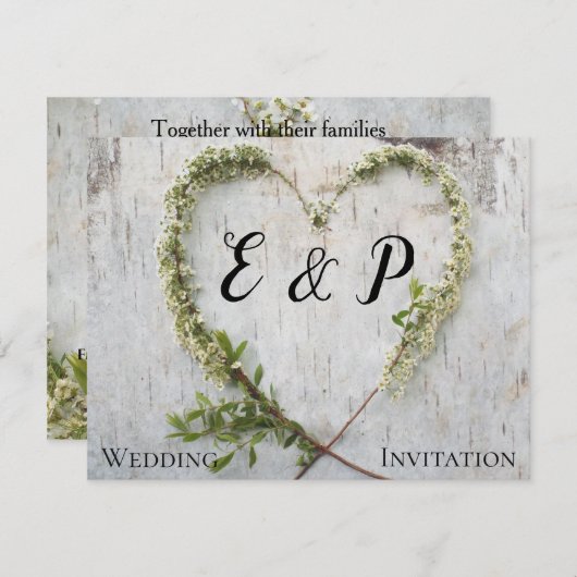 花エレガントハート素朴な樺の木結婚樹皮 (正面/裏面)