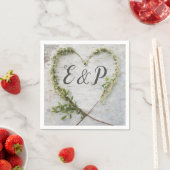 花エレガントハート素朴な樺の木結婚樹皮 スタンダードカクテルナプキン (インサイチュ)