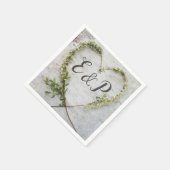 花エレガントハート素朴な樺の木結婚樹皮 スタンダードカクテルナプキン (角)