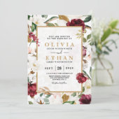 花エレガントバーガンディマグノリアグリーンリース 招待状 (スタンド正面)