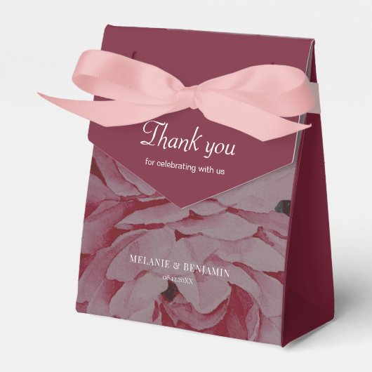 花エレガントパーソナライズされた結婚様 フェイバーボックス (正面サイド)