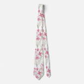 花エレガントピンクセージ緑の水色フローラ ネクタイ (正面)