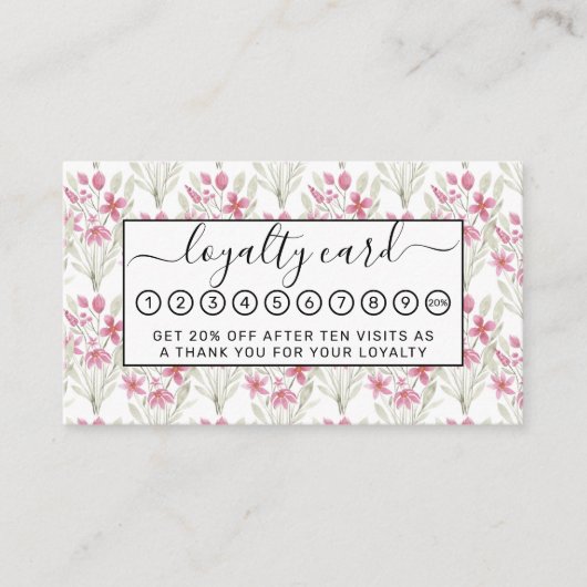 花エレガントピンクセージ緑の水色フローラ ロイヤリティカード (正面)